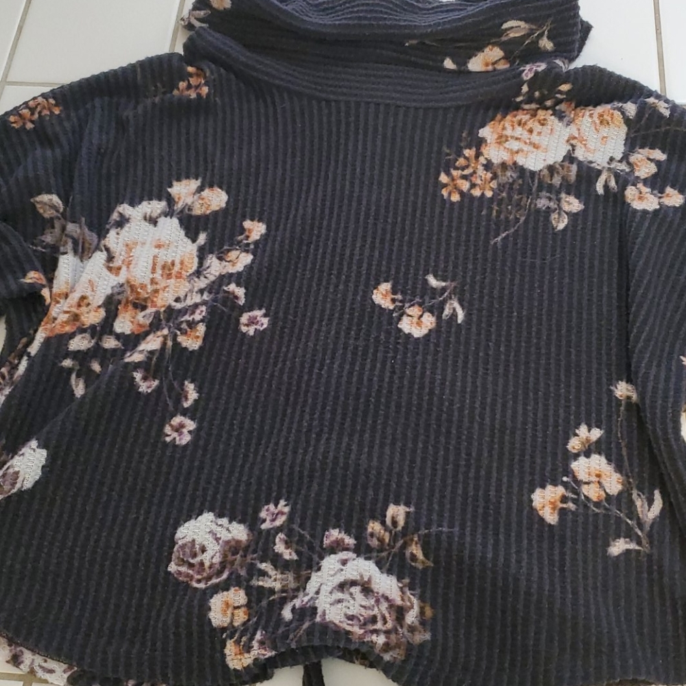 Laced back cowl neck sweater